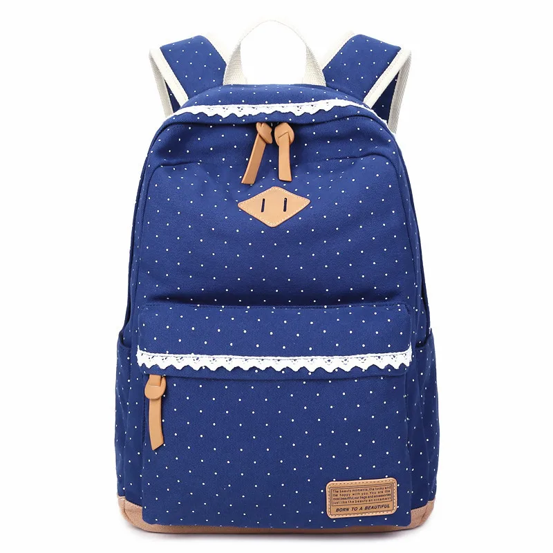 

Primary School Students Backpack 3-6 Grade Wave Point College Shoulder Bag Canvas Waterproof Backpack Boy and Girl Practical Bag