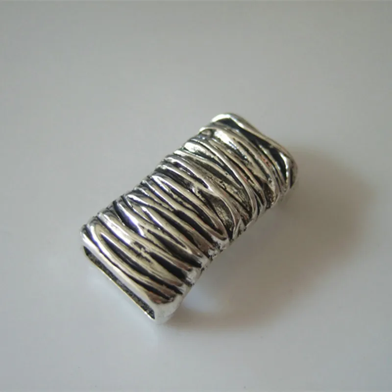 Плоские кожаные слайдеры 10 мм в античном стиле серебряного цвета для