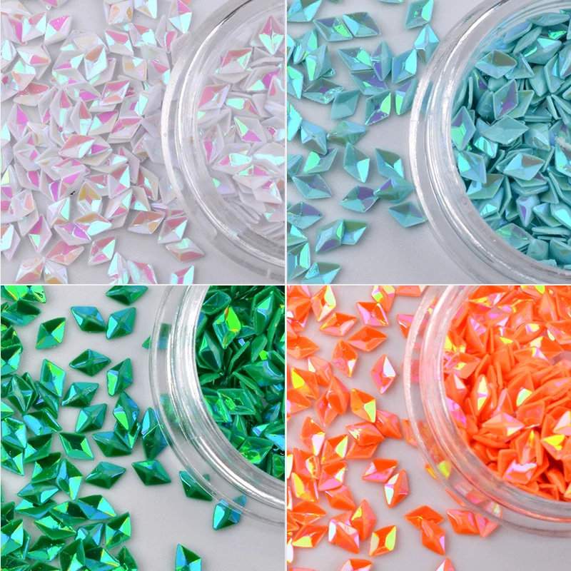 12 цветов дизайн ногтей 3D в форме ромба блестки стразы пудра помада Советы