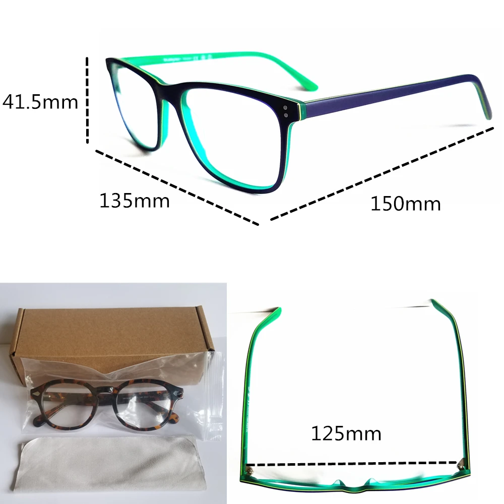 Ультратонкое ацетатное стекло es оправа-темно-синее квадратное для глаз Unisex без