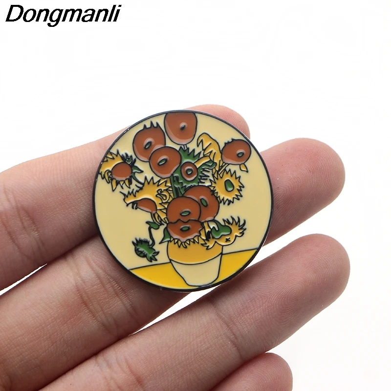 P3797 Dongmanli Мода Ван Гог Эмаль Булавка коллекция искусство картина маслом Броши для женщин значок булавки на лацканы воротник ювелирные изделия