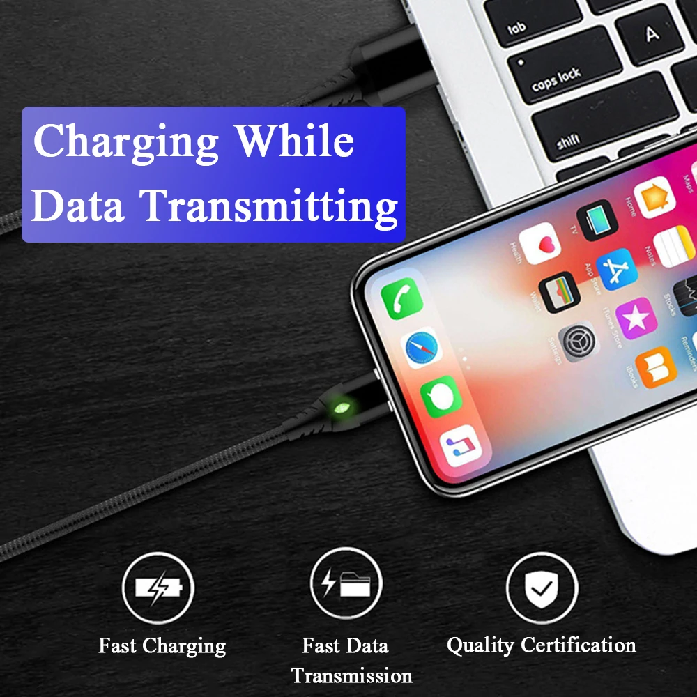 Магнитный Micro USB кабель Rovtop для iPhone Samsung Type-C зарядный магнит зарядное устройство