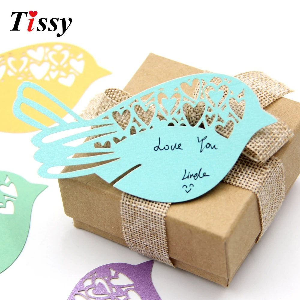 50PCS Cute Bird Shape Name Card Wine Glass Laser Cut Paper Cup Table Mark DIY Home Christmas/Wedding Party Decoration | Дом и сад