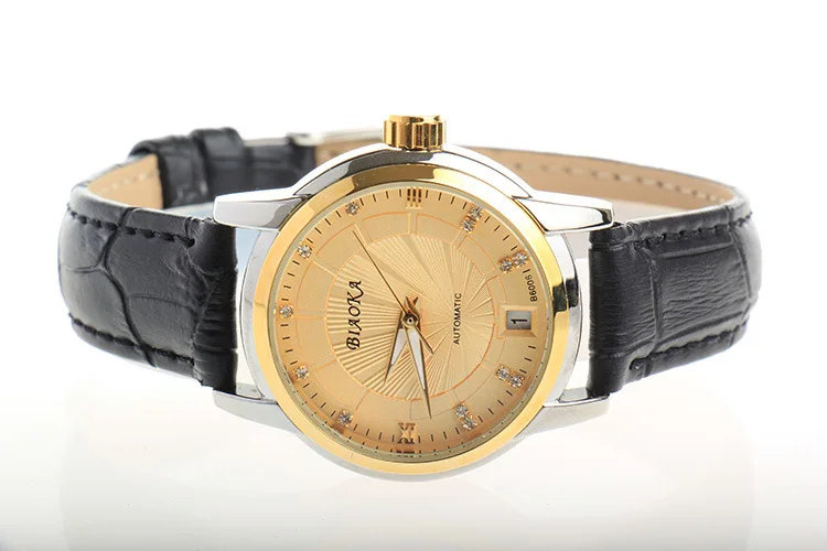 Деловые дизайнерские женские автоматические часы механические с календарем из