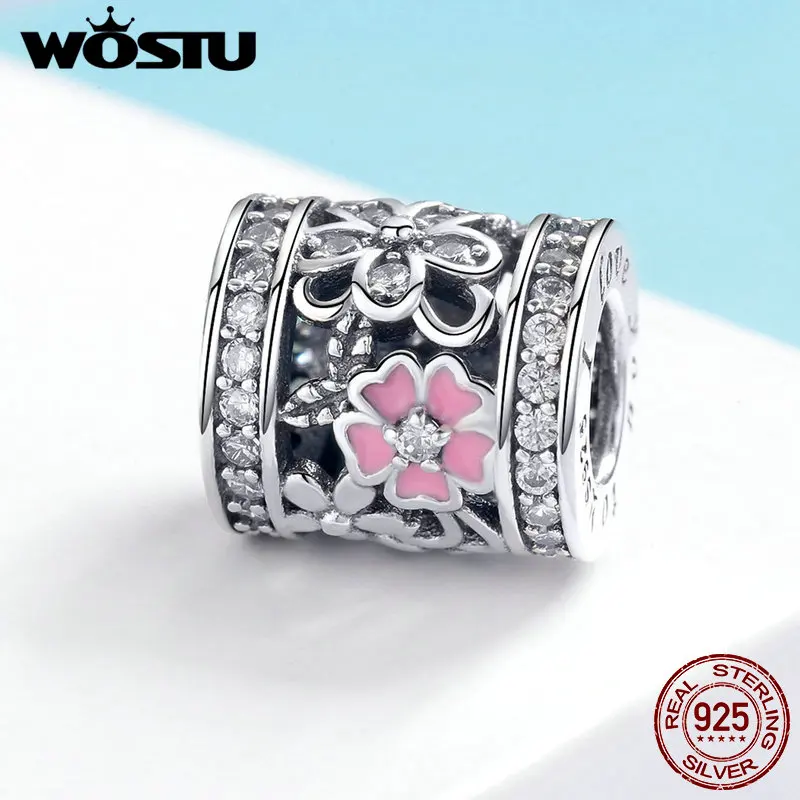 Женский браслет-подвеска WOSTU из стерлингового серебра 925 пробы с ромашками и