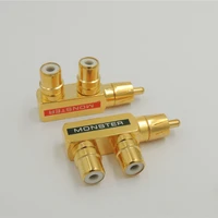 2pcs gold plated av audio splitter plug adapter 1 rca male to 2 rca female