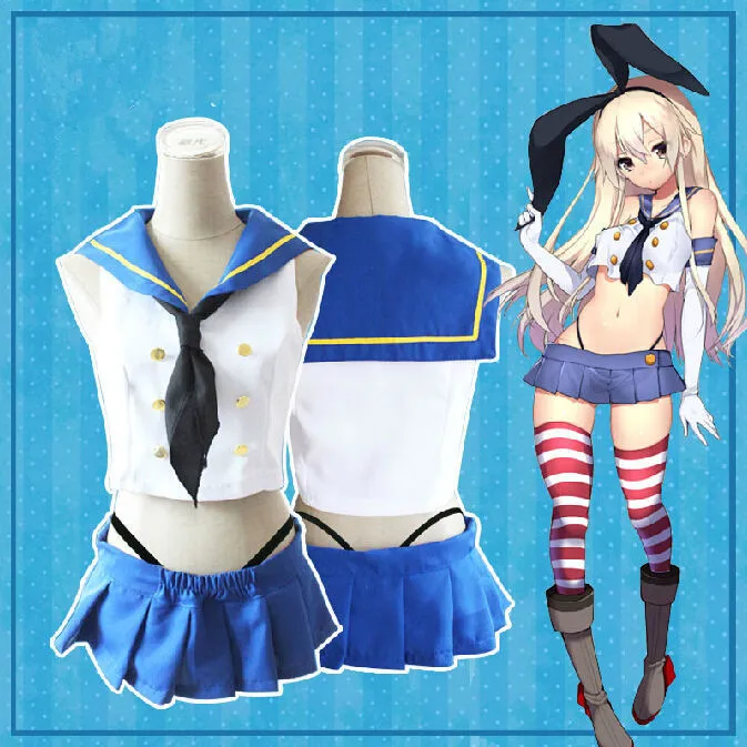 Аниме Kantai Коллекция косплей мультфильм Shimakaze Униформа Хэллоуин женщина Женский Косплей Костюм+ носки