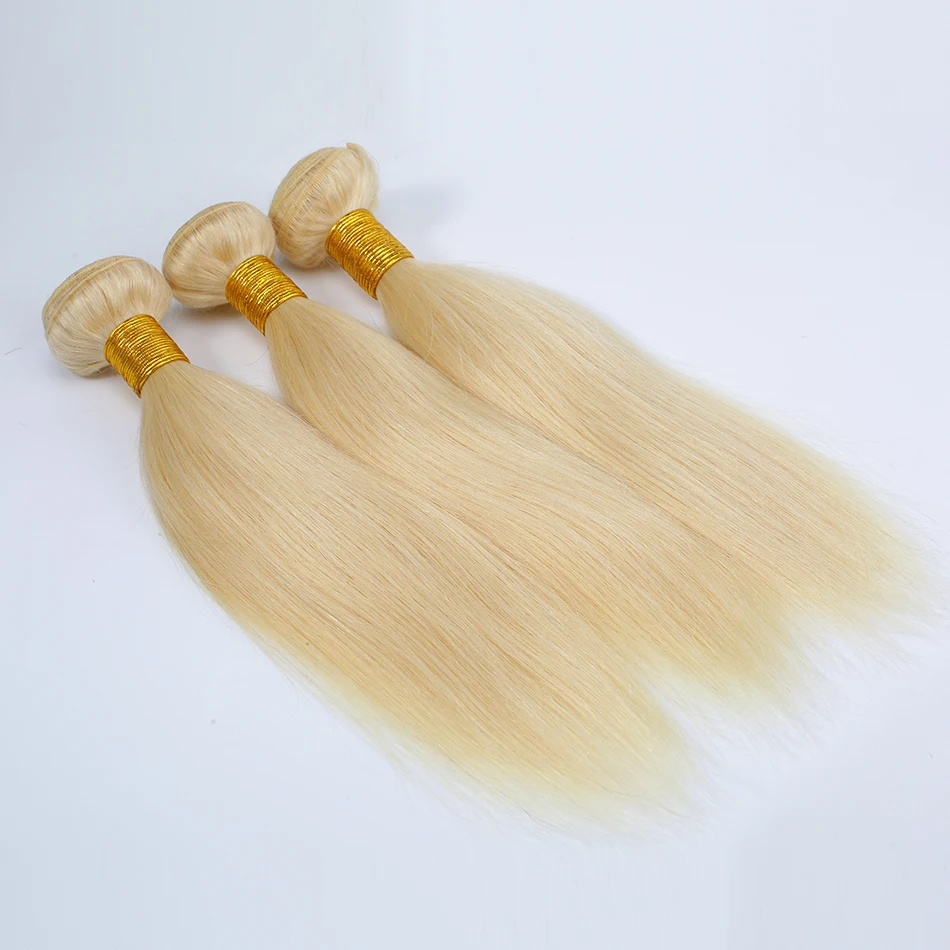 Poker Face 1 или 3 пучка #613 блонд прямые человеческие волосы ткет индийские пучок 8-30