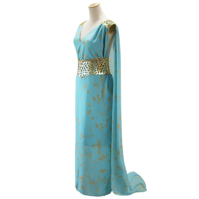 Игра Престолов Дейенерис Таргариен Косплей Костюм Аниме длинный синий плащ