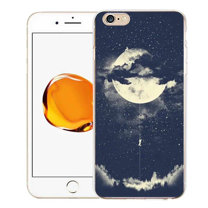 QMSWEI TPU прозрачный телефон чехол для iPhone 6G 6s 7 8 plus x Мягкая Флора Луна лес морская