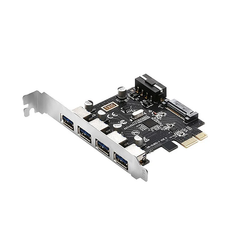 Карта расширения PCIe на 4 порта USB 3 0 5 Гбит/с с контактным или 15 источником питания