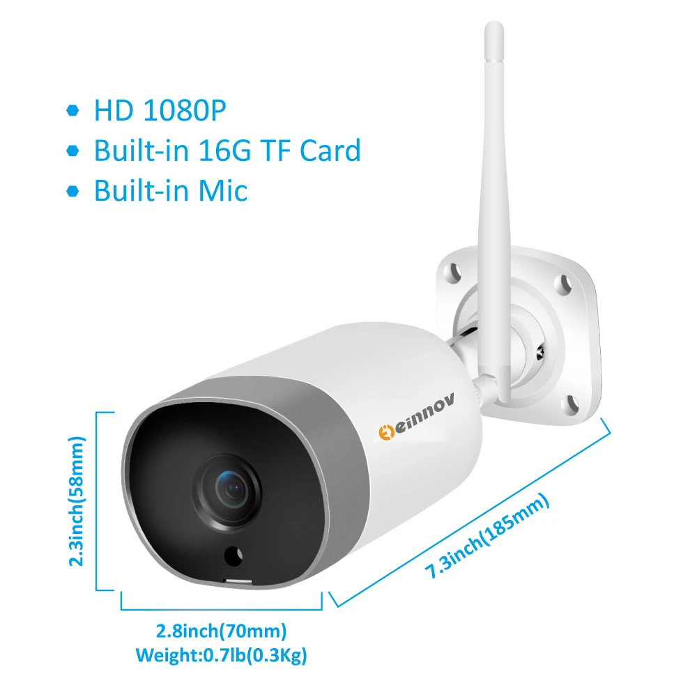 Einnov Wifi IP камера CCTV аудио система камера безопасности 1080P HD беспроводная камера видеонаблюдения Onvif P2P внешний слот для sd-карты