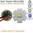 Светодиодный излучатель Cree XML2, холодный белый, теплый белый, 10 Вт, высокая мощность, 16 мм, белый, PCB + 16 мм, DC3.7V, 2A, 5 режимов