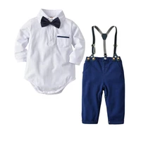 newborn baby suit long sleeve cotton baby rompers infant party boys clothes set bow tie romper strap set handsome baby costumes