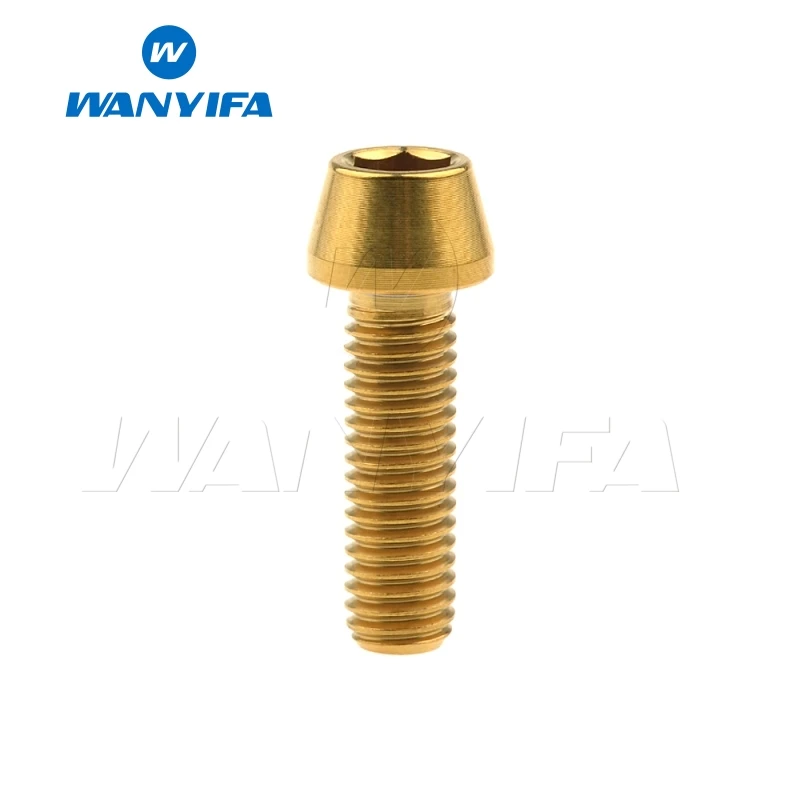 M6x16 Gold Wanyifa M6x10 15, 16, 18, 20, 25 30 35, 40 45 50 55 60 65 мм конусная головка Винт С Титановым болтом для Велосипедный дисковый тормоз - Цвет: M6x16 Gold