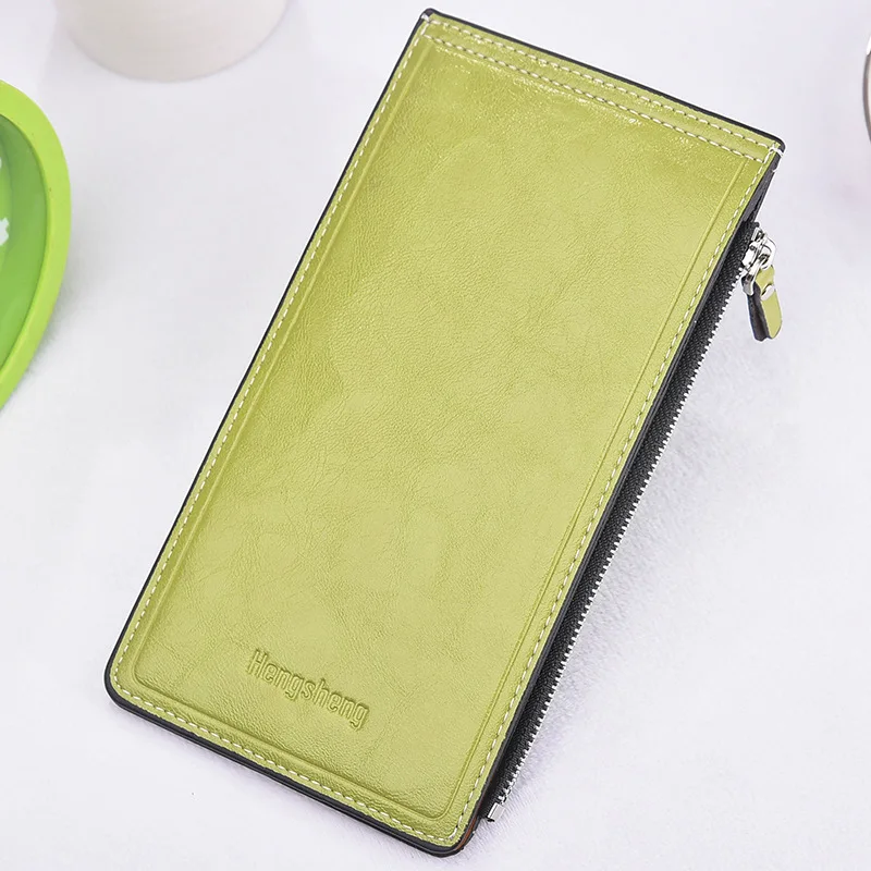 Baellerry 11,11 женские кожаные бумажники молнии кредитной держатель для карт кошелек женский длинный клатч монета карты карманные кошельки W109 - Цвет: hs grass green