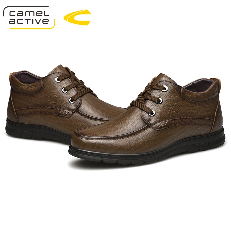 Мужские зимние ботинки Camel Active Черные Теплые ботильоны из натуральной кожи на