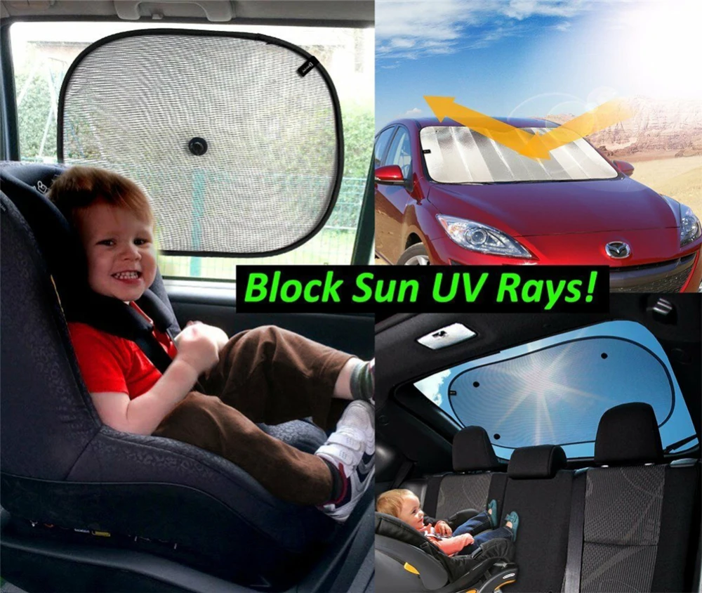 

6pcs Car Window Sunshade Mesh Auto Sun Visor Curtain With Suction Cup Front Rear Side Curtain Car Styling Covers Sunshade