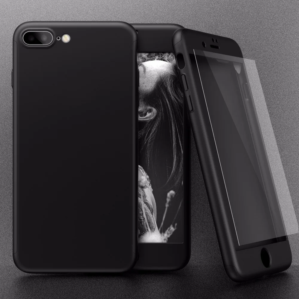 Гибридный 360 Полный Корпус Жесткий ПК чехол для iPhone 7 8 X Plus покрытие ультра тонкий +