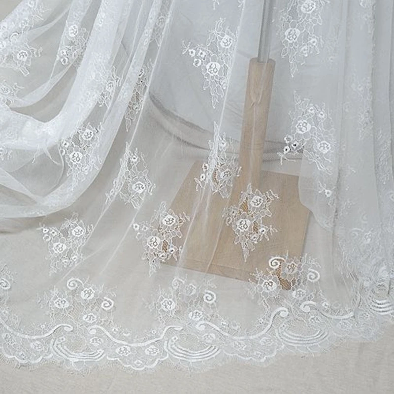 

Skin-friendly soft double eyelash lace trim black and white two-color DIY wedding dress fabric veil stitching long accessories