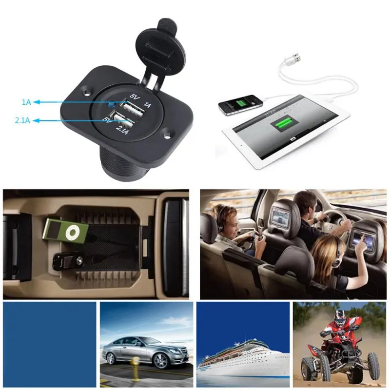 Dual USB Car Charger 5V 1A / 2.1A Charging Socket For Ipad Mobile Phone Chargers | Мобильные телефоны и аксессуары