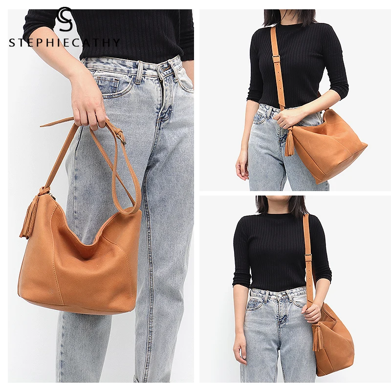 SC женские кожаные сумки Большая Повседневная сумка-хобо винтажная сумка из