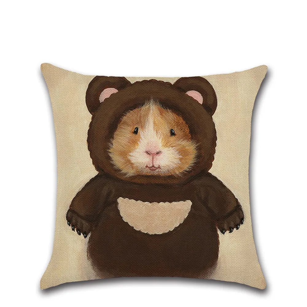 Lovely Cartoon Hamster Printing Pillow Case Cotton Linen Pillowcase Hand Painted Printed Covers Home Cases 45x45cm | Дом и сад