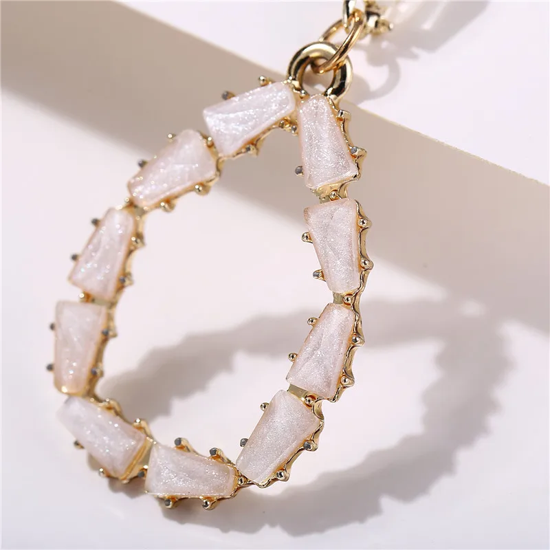 AY винтажные треугольные овальные белые акриловые сережки богемные