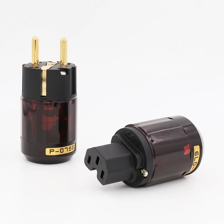 

Hi End Pair P-079E+C079 24k Gold-Plated EU Power Plug ac power cord plugs