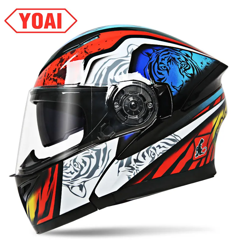 YOAI Moto rcycle шлем двойной vsior полное лицо moto шлемы Filp Up Casco Racing Capacete с внутренним