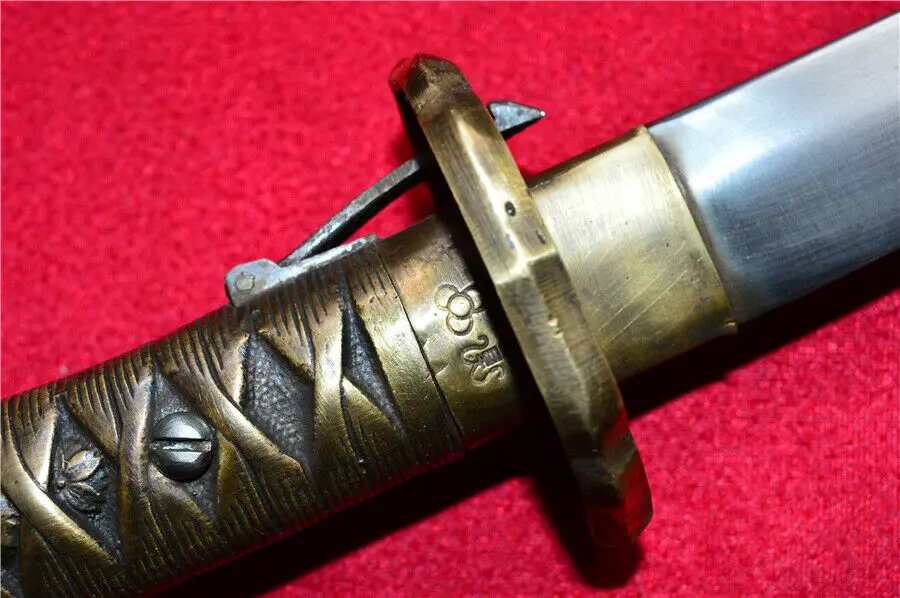 Military Japanese Cavalry Saber Sword Samurai Katana Brass Handle Hide&Steel Sheath