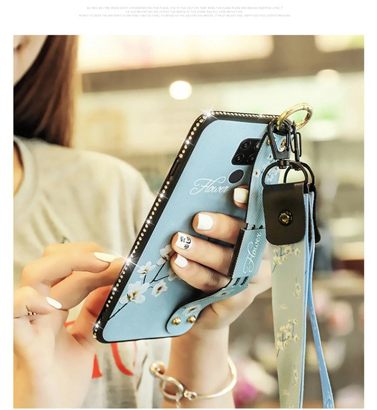 Для huawei P30 Pro P20 Lite Nova 3e 4 3 3i P Smart Plus mate 20 Pro 20X Honor V20 10 Note чехол с ремешком на шею из ТПУ с бриллиантами