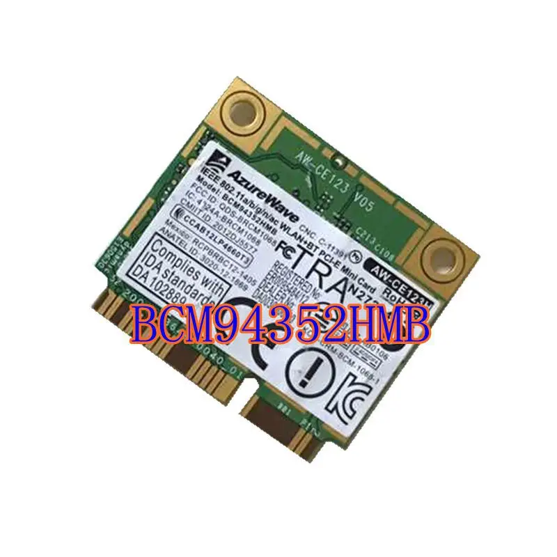 Беспроводная Wi Fi WLAN Bluetooth карта AzureWave AW CE123H BCM4352 BCM94352HMB Half Mini PCIe PCI express 802.11AC 867