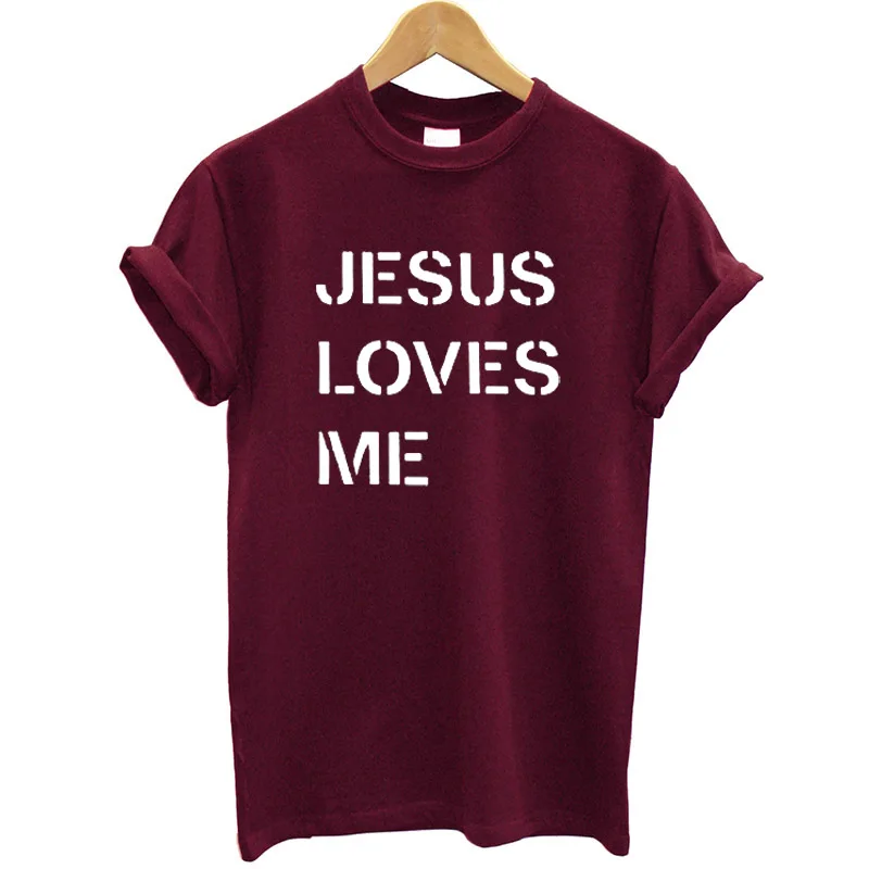 Женская хлопковая Футболка с принтом Jesus Loves Me летняя футболка уличная одежда