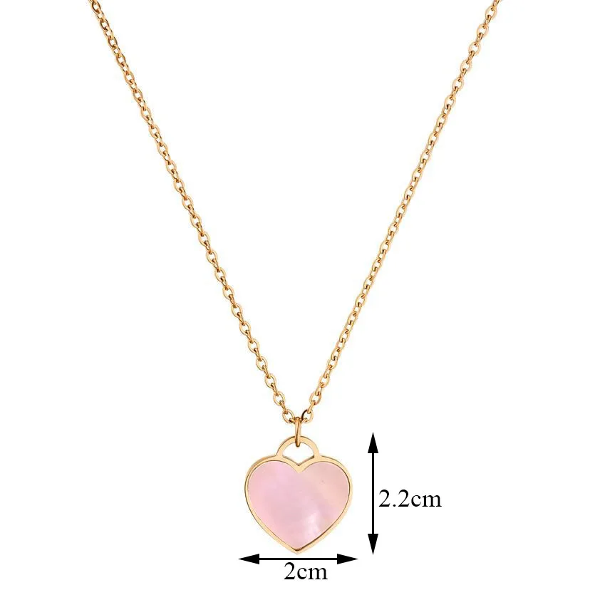 

Wholesale smalll and big Pink Heart Chain Necklace Stainless Steel Pendant with Natural seashell as Mother's day gift 10pcs/lot
