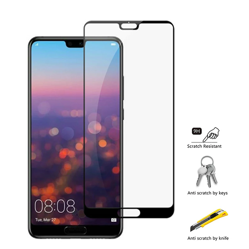 Защитное стекло для экрана Huawei P20 pro lite полное покрытие Защитная пленка