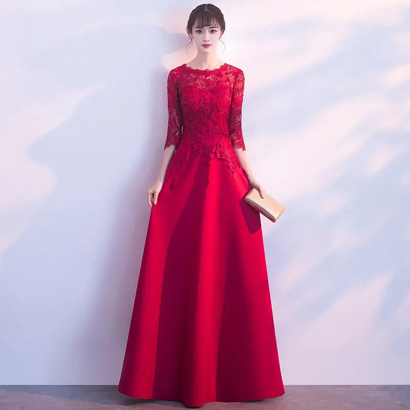 Китайское женское тост сексуальная одежда тонкое платье русалки Vestidos улучшенное О-образным вырезом Qipao благородное элегантное кружевное Чонсам оверсайз XXXL - Цвет: Style 4