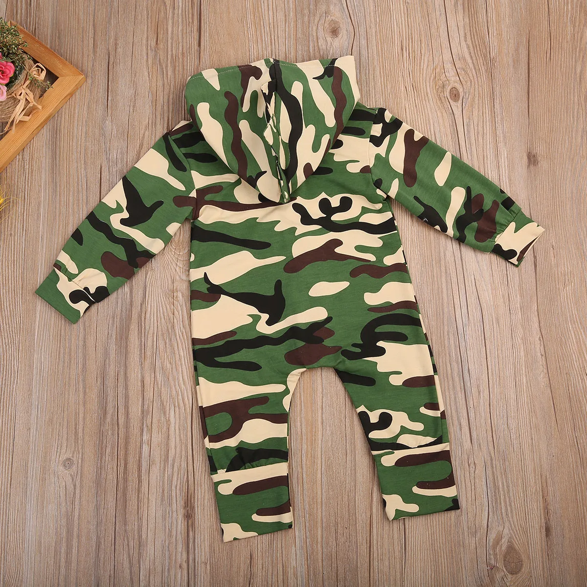 Детский комбинезон на молнии с длинными рукавами и капюшоном для новорожденных