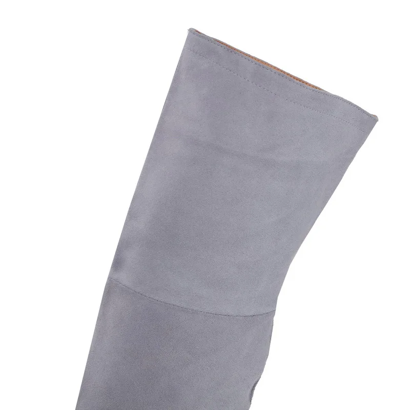 PRICHICELLA 8 см 10 см серый натуральная кожа сапоги выше колена высокие ботинки size34-42