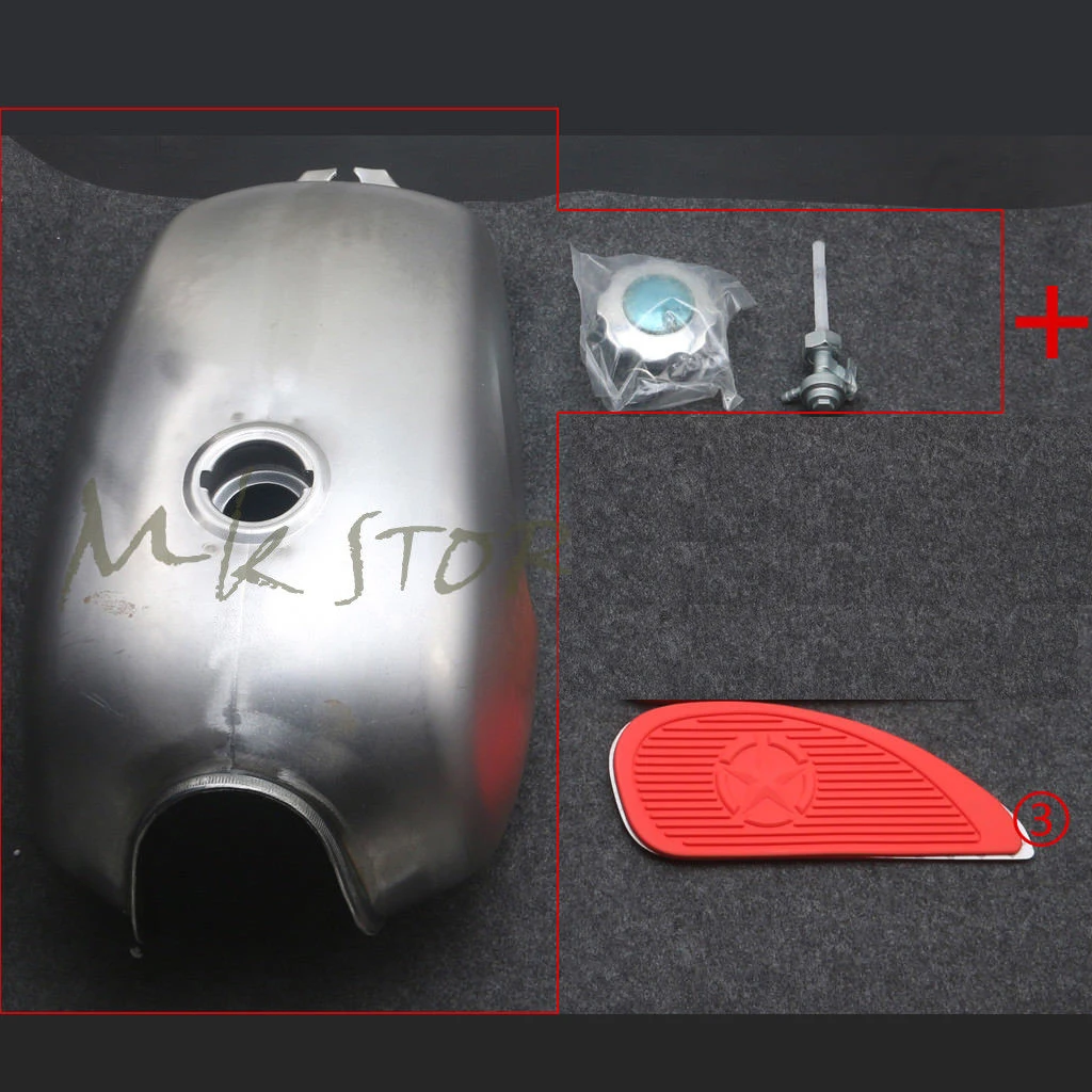 Для CFMOTO Mandrill 8L газовый бензиновый топливный бак необработанный голый металлический кафе гонщик скремблер - Цвет: tank switch red