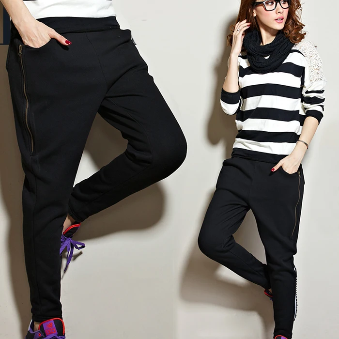 Женские брюки зимние и весенние бархатные шаровары повседневные длинные с