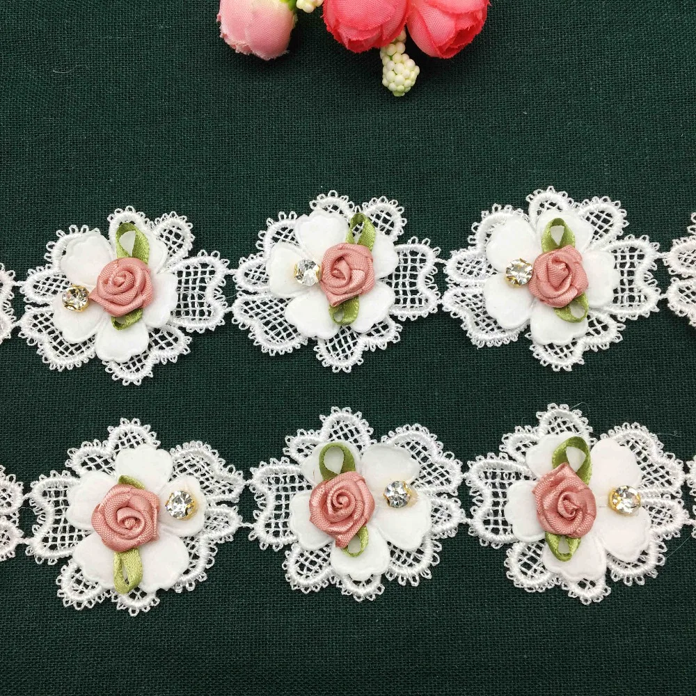 Вышитая кружевная лента из органзы 2 ярда|Кружево| |