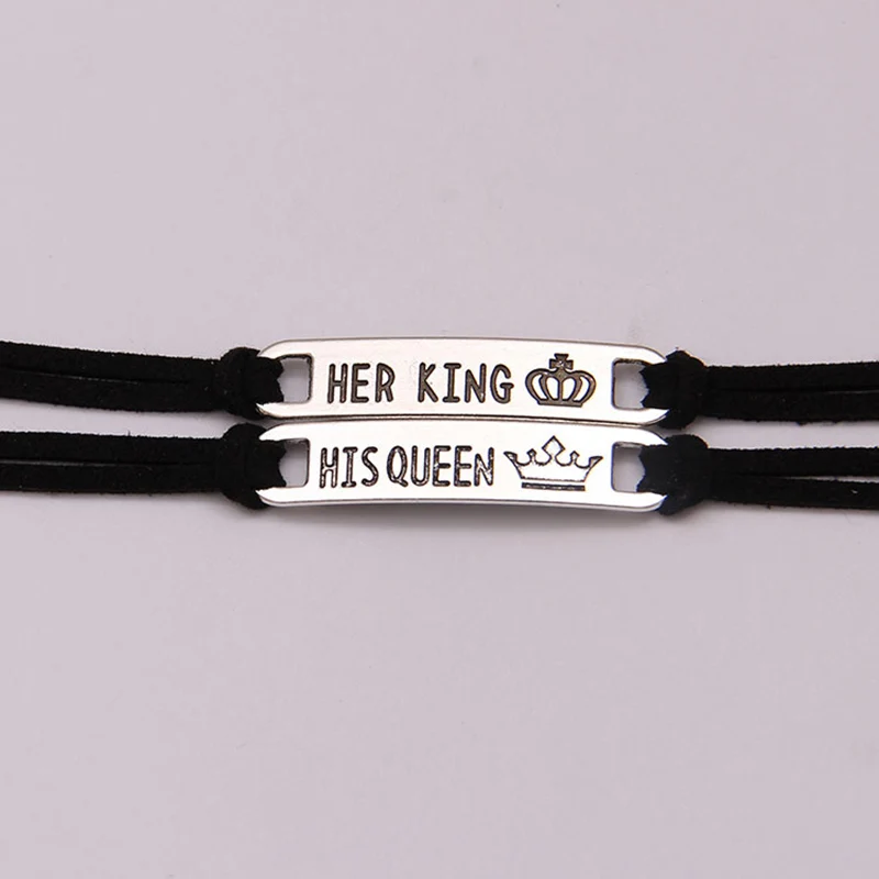 Модный комплект из 2 предметов браслет сплава Her Queen King для пары ювелирный подарок