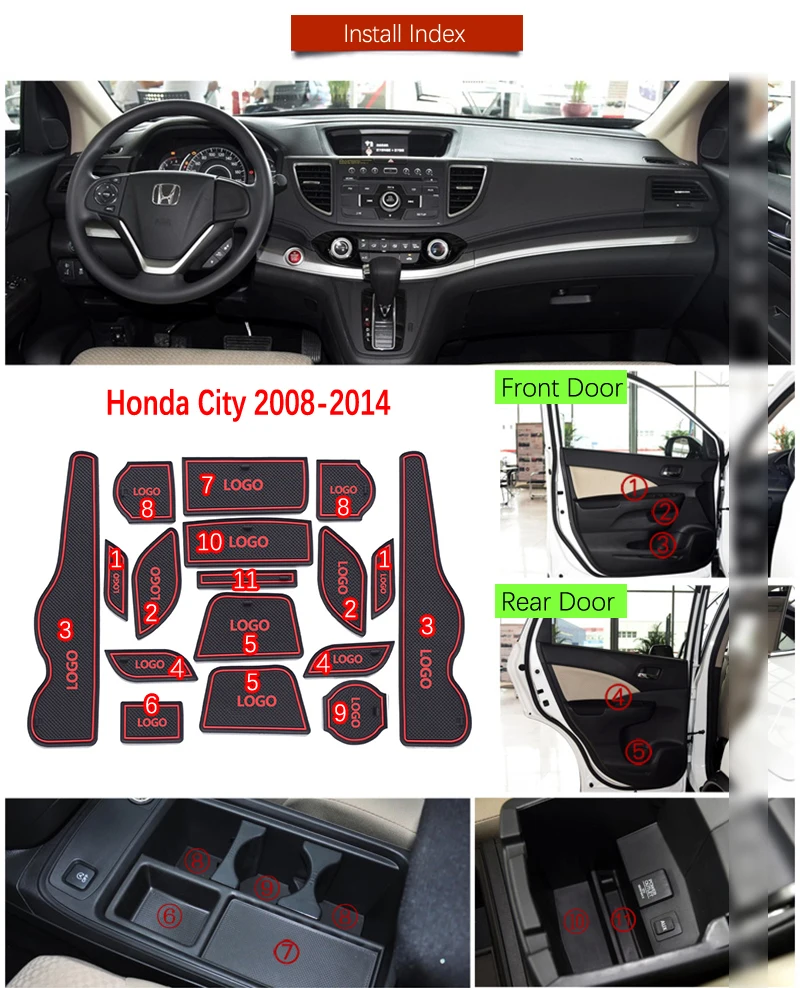 Противоскользящий коврик для затвора резиновая подставка Honda CR-V CRV 2015 2016 4