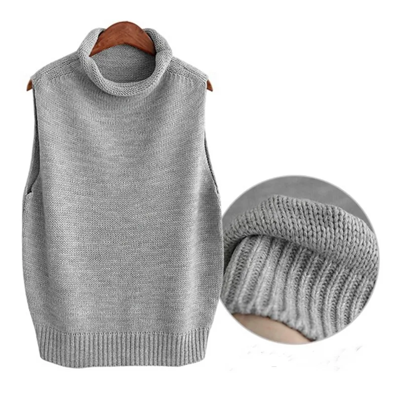 

Korean High Collar Sleeveless Loose Ladies Vest Female Knit Fashion Sleeveless Sweater Wholesale Brand Pullover Women Sweaters