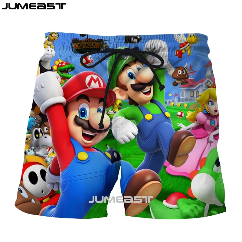 Jumeast бренд для мужчин/женщин 3D печатных мультфильм Супер Марио шорты летние новые быстросохнущие пляжные повседневные спортивные брюки короткие брюки