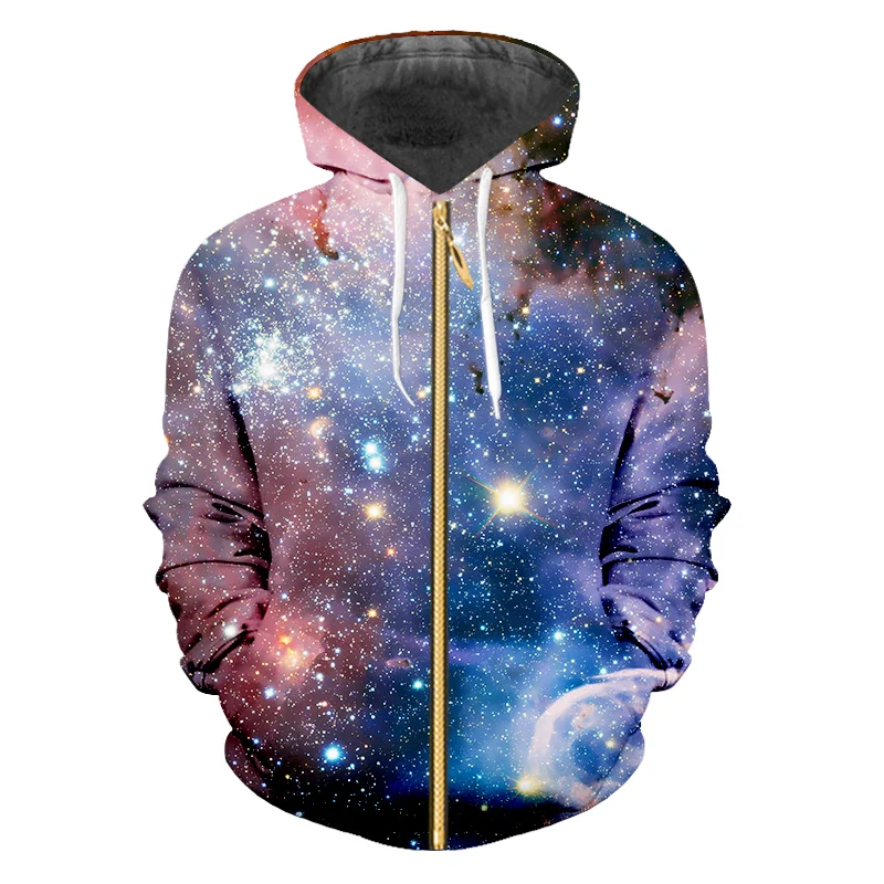OGKB толстовка на молнии для мужчин популярный 3D пуловер принт звездное небо плюс