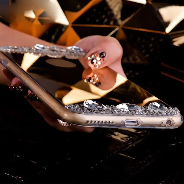 Bling алмаз зеркало сзади ТПУ чехол мягкий для iPhone 6/6 s 4.7 дюйма удобный известный