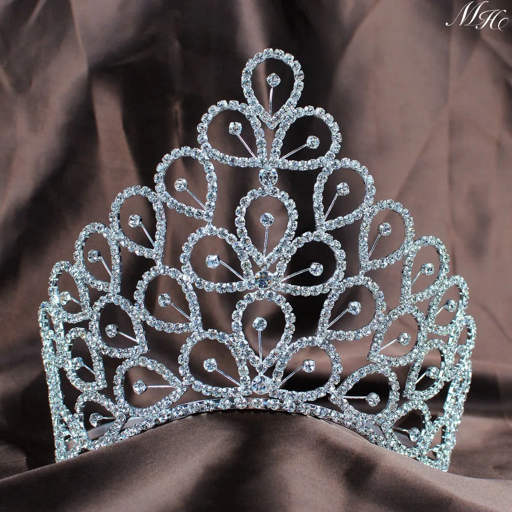 Большая Ручная работа Miss Crown 6 &quotЦветочные тиары с кристаллами австрийские