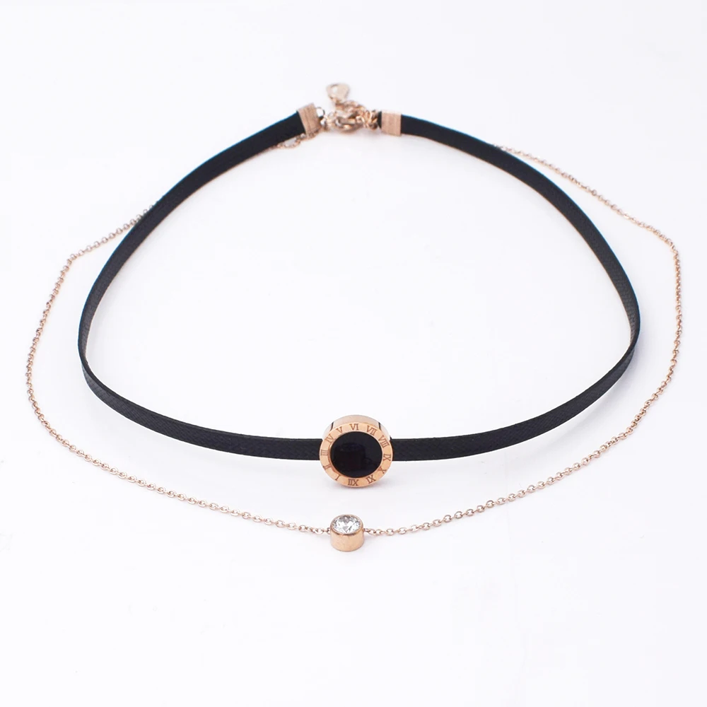 Хит продаж модные ювелирные изделия 2 слоя кожи и нержавеющей стали чокер